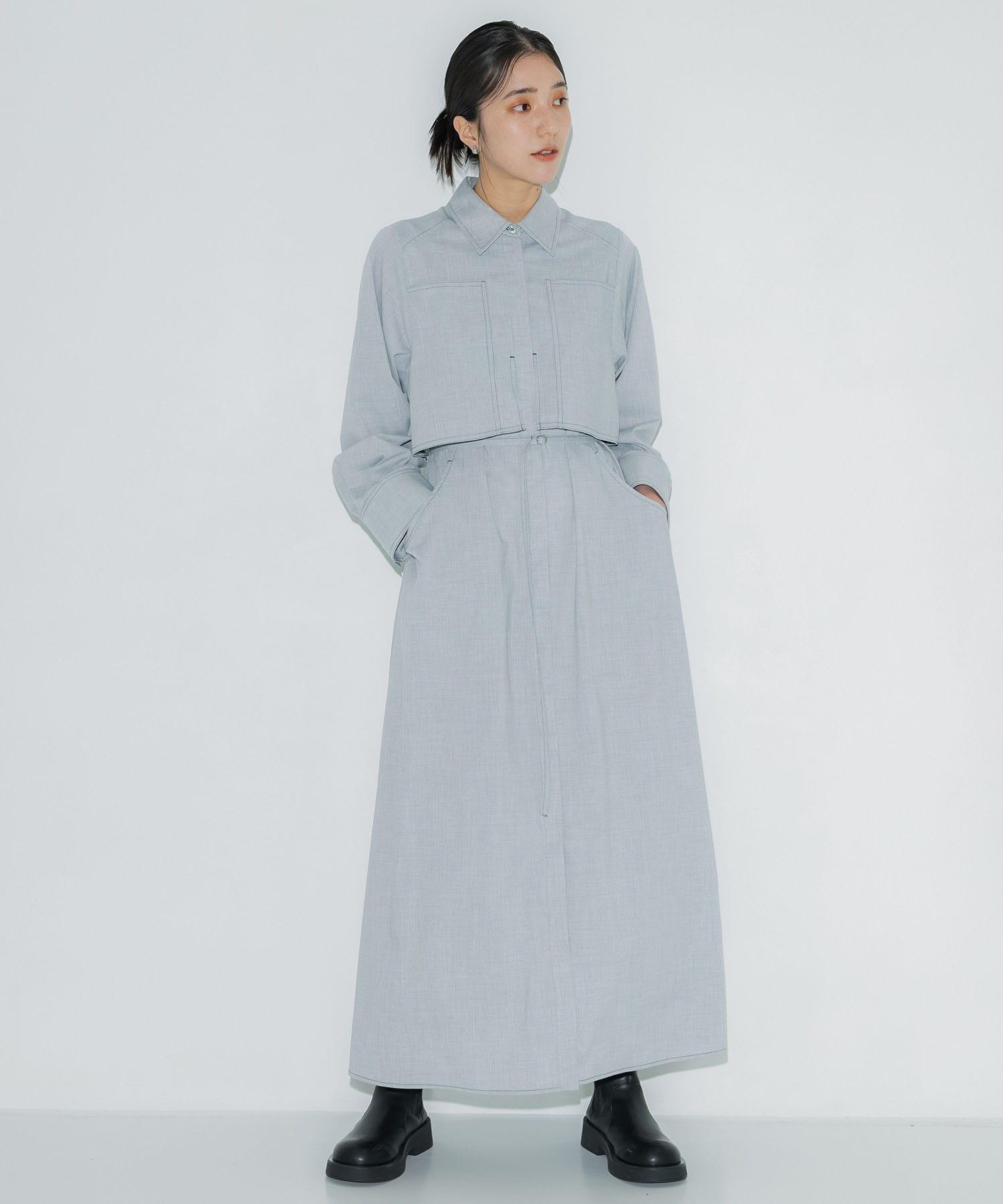 〈残りわずか〉スイッチポケットシャツワンピ