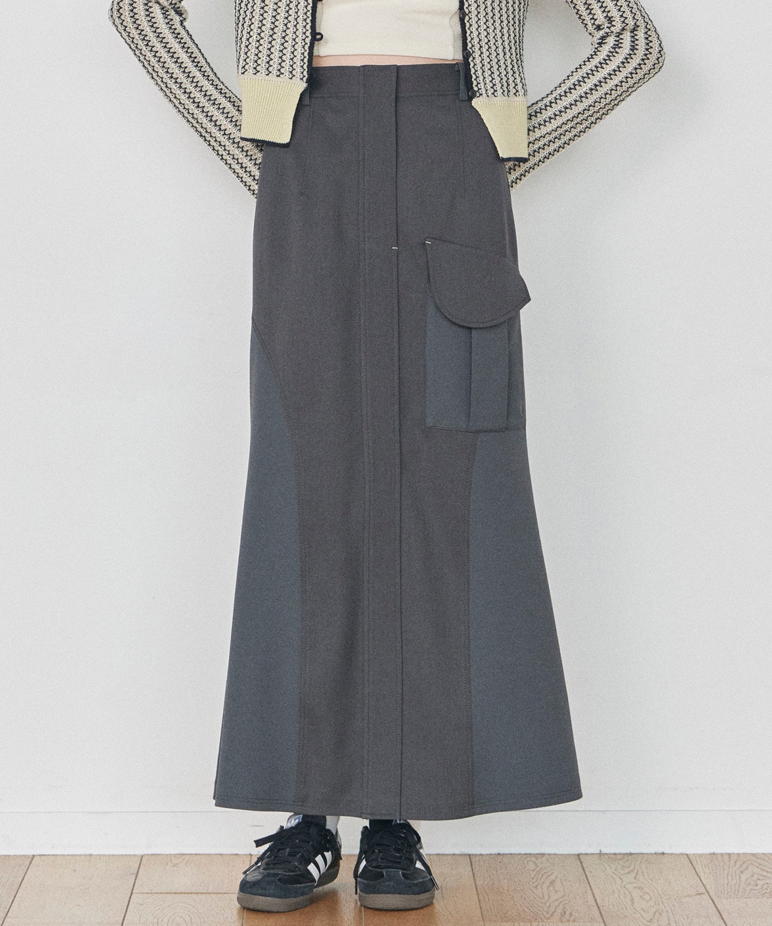 public tokyo スカート プリーツ ネイビー フリンジ 個性的 - ファッション