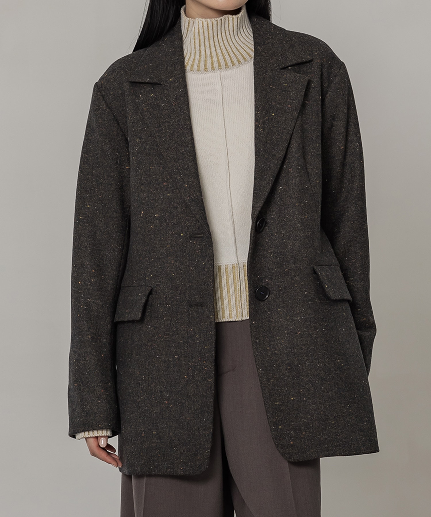 〈残りわずか〉カラーネップツイードジャケット