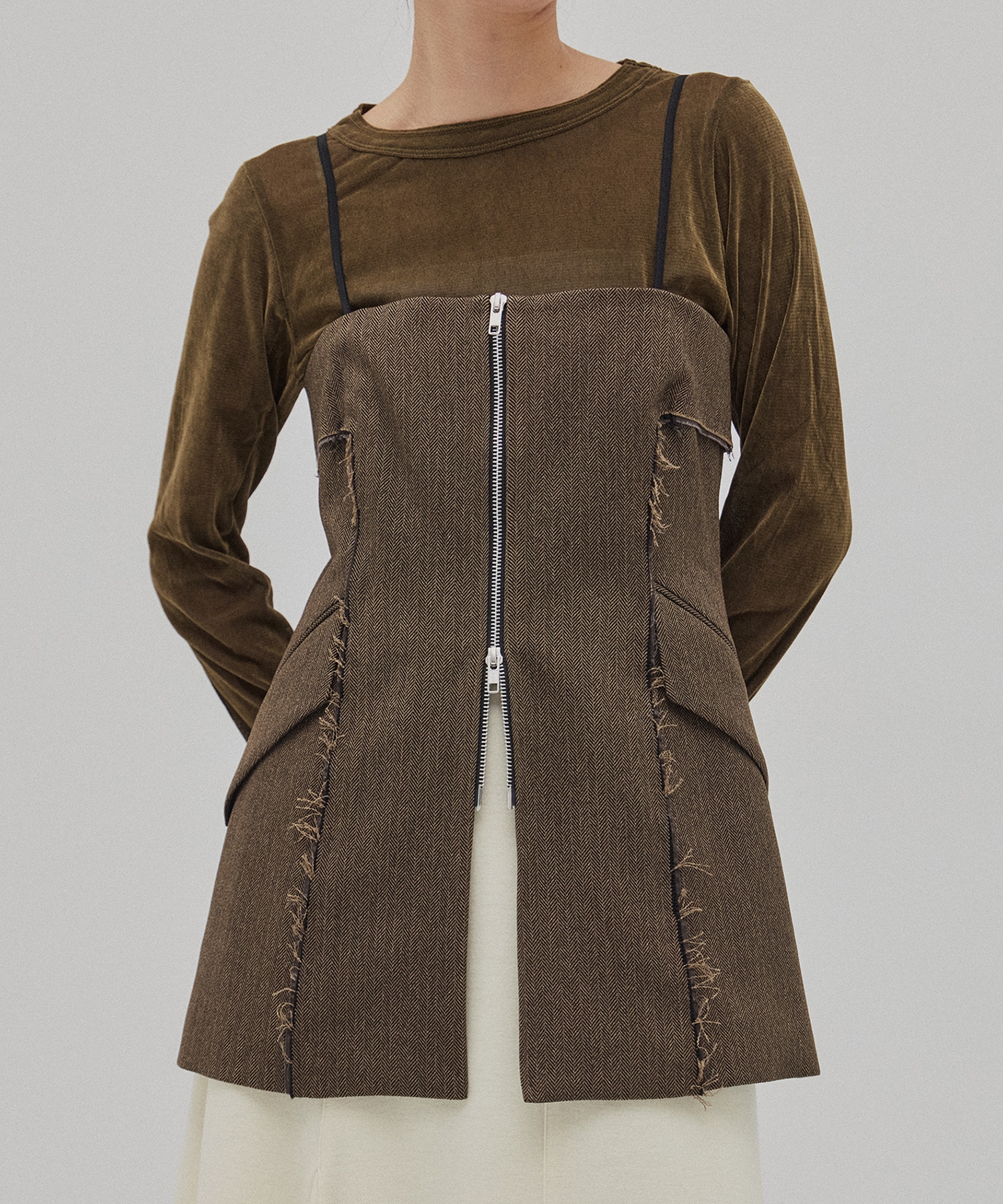 へリンボンカットオフビスチェ