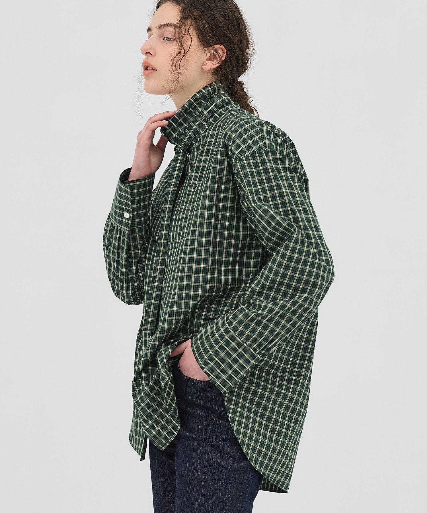 【再入荷｜残り1点】ミニチェックスタンドカラーシャツ