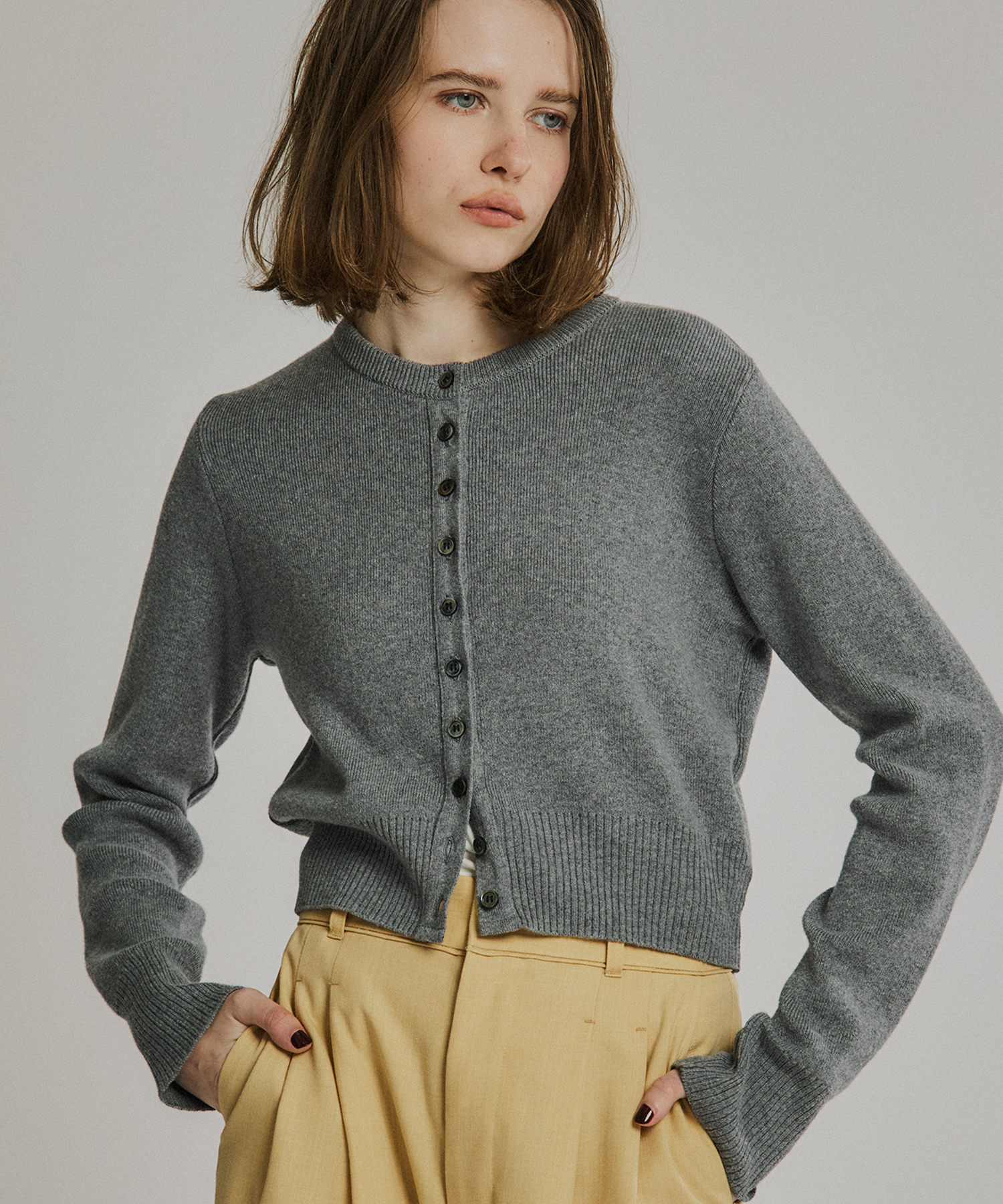 コットンカシミヤクルーカーデ