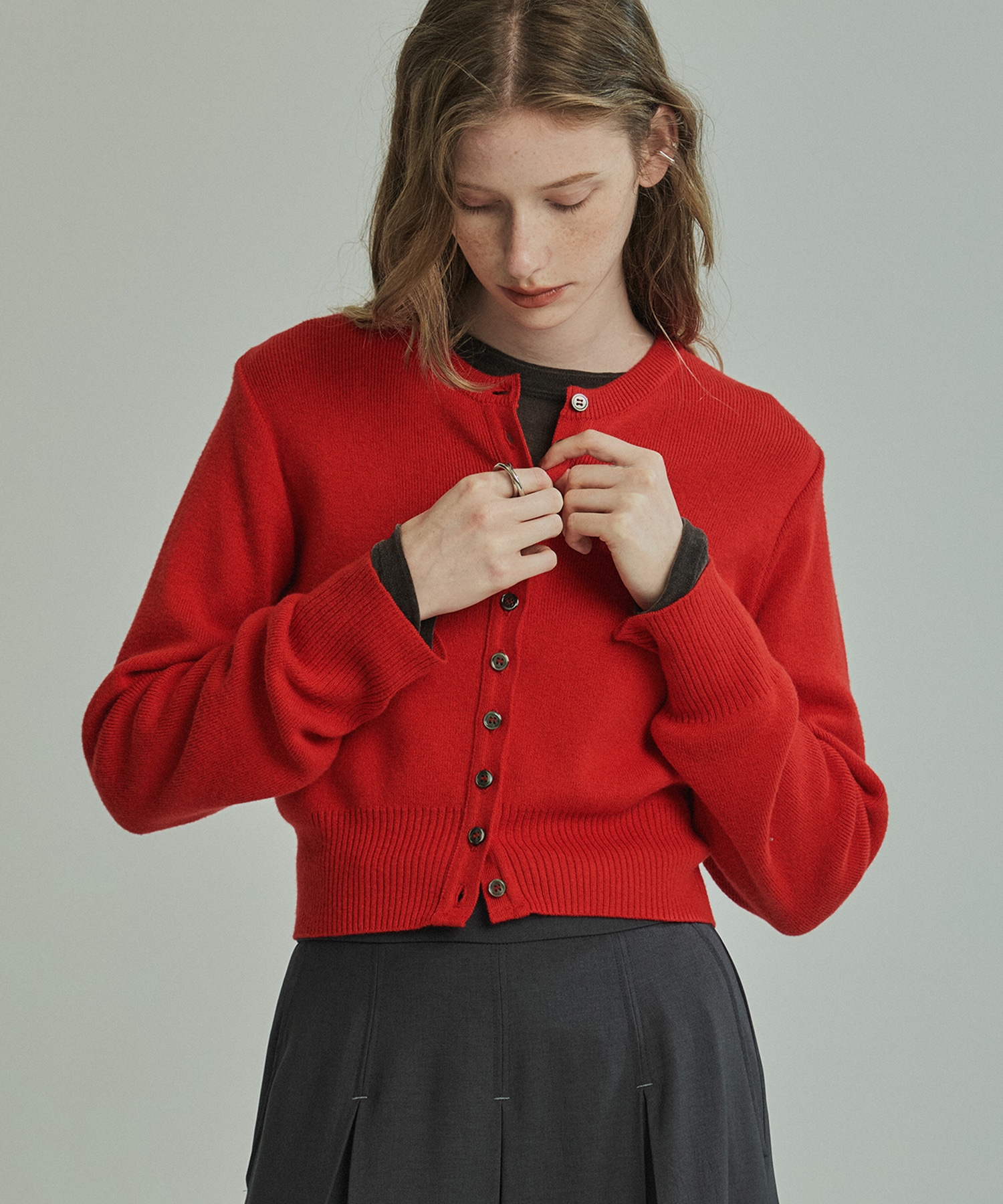 コットンカシミヤクルーカーデ