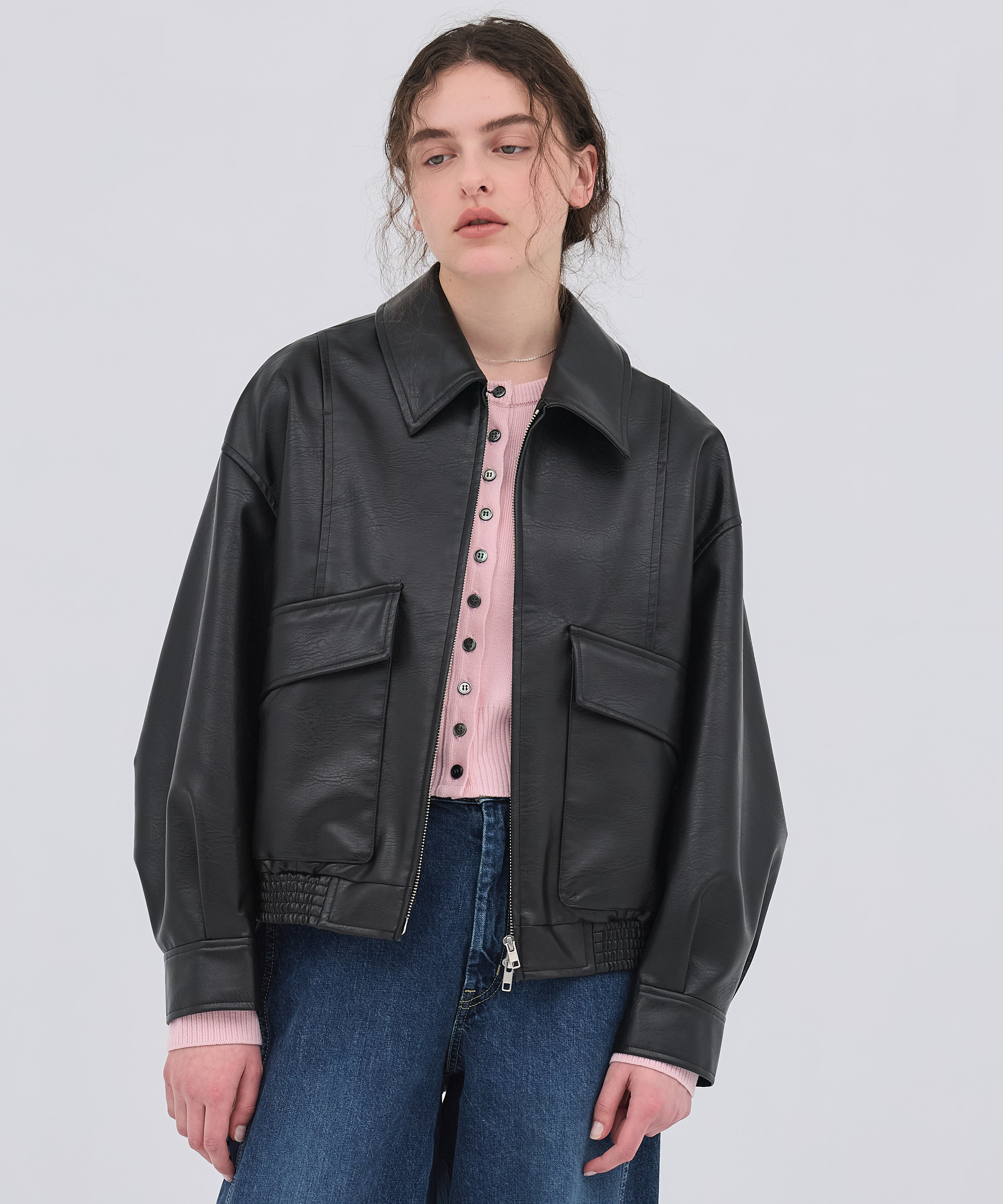 【再入荷】フローヨークレザーブルゾン