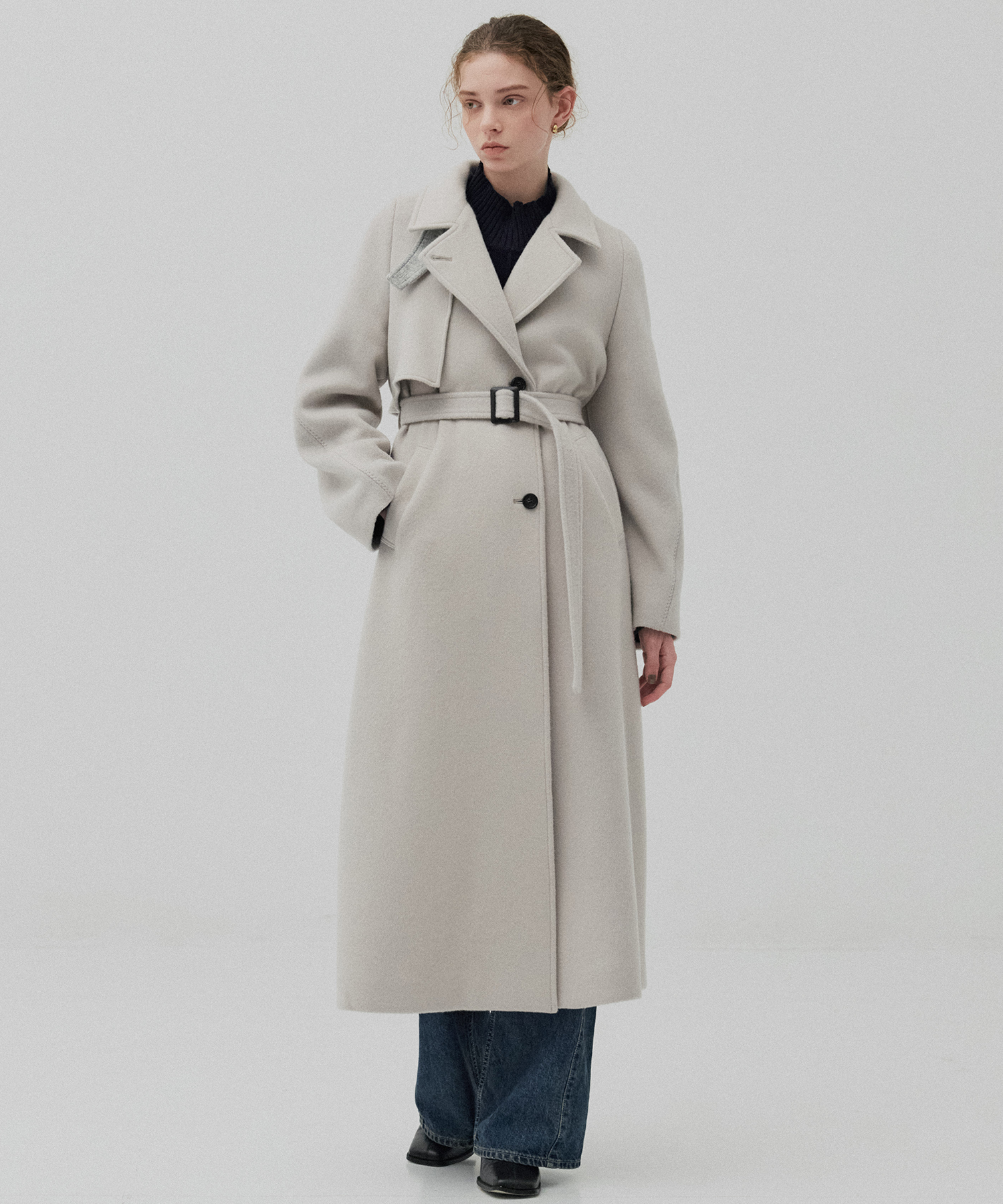 SUPER140アシメオーバーヨークコート