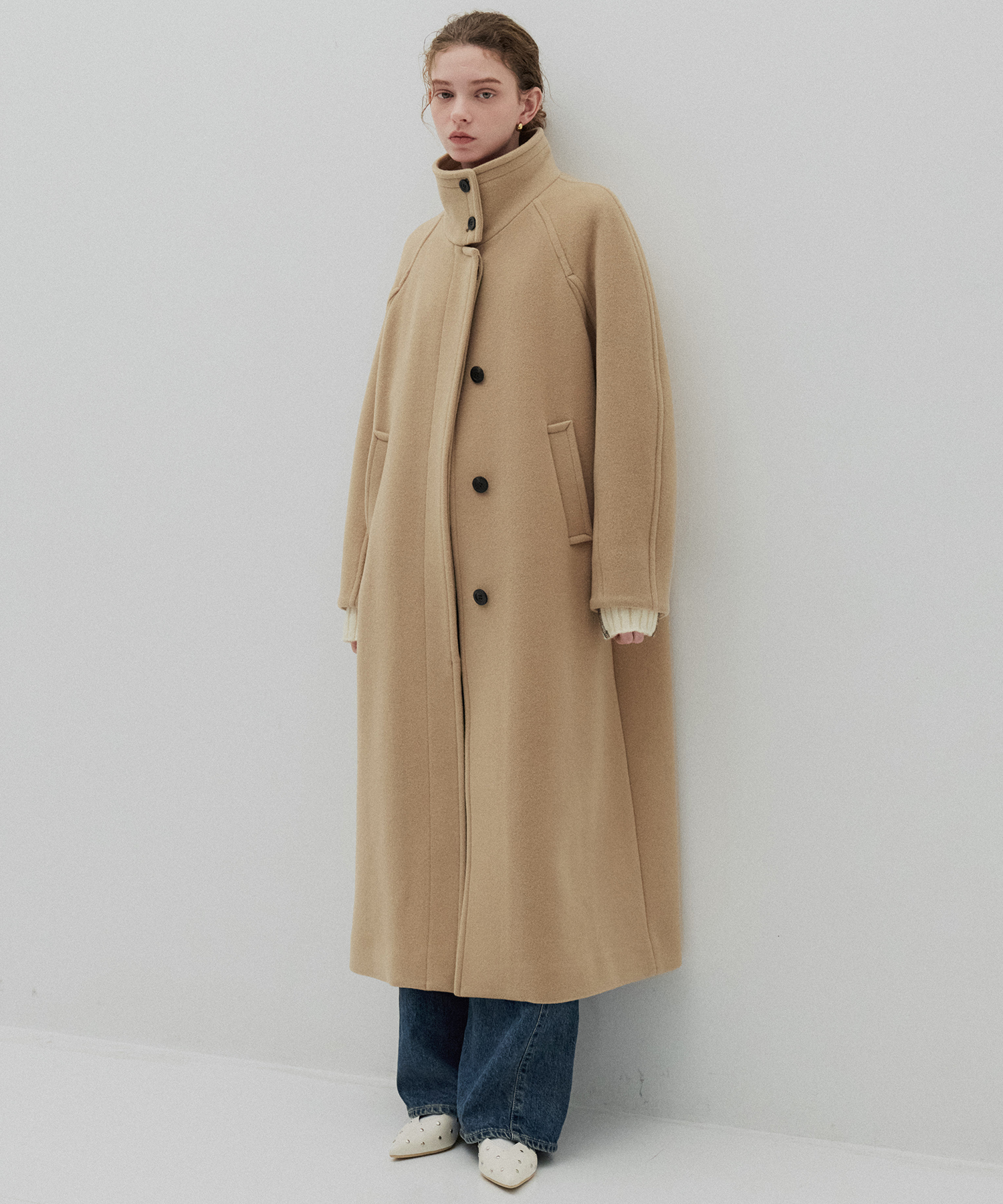 SUPER140スタンドカラーコート