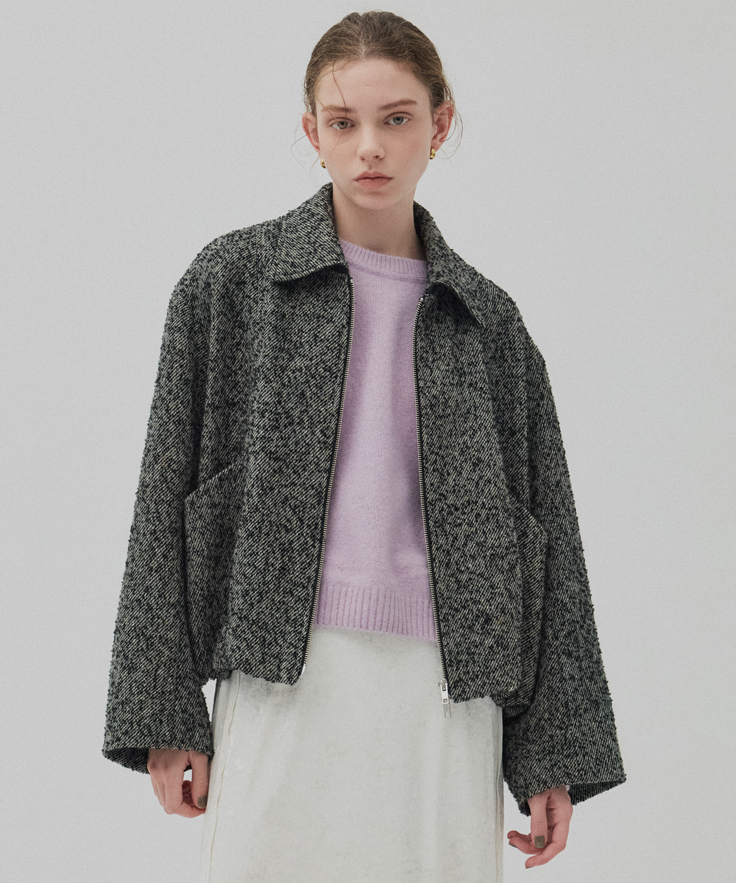 ウールジップタックショートコート