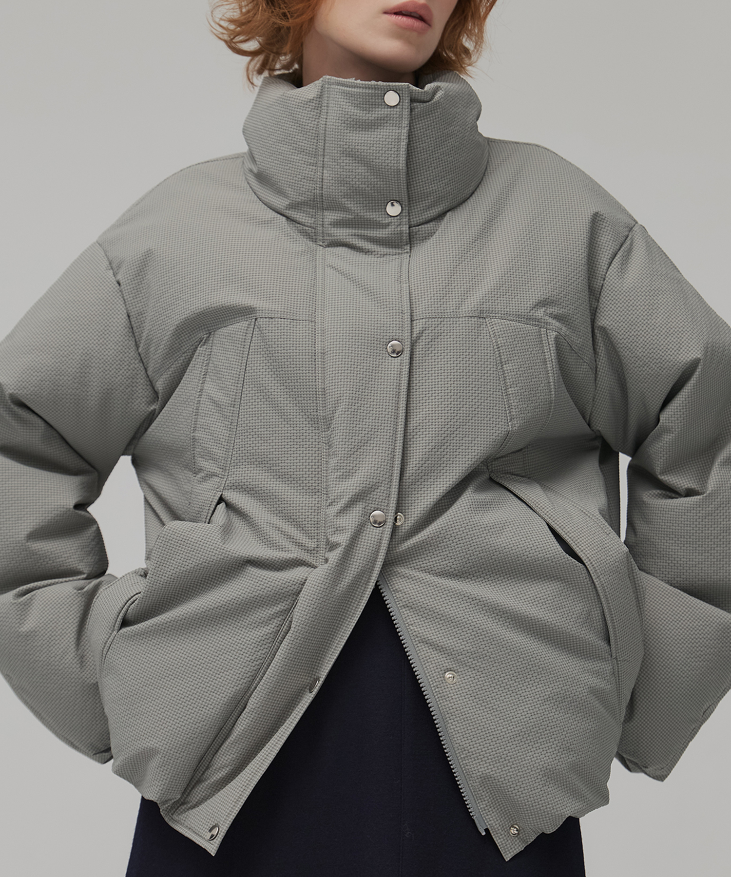 チェックモンスターダウンコート