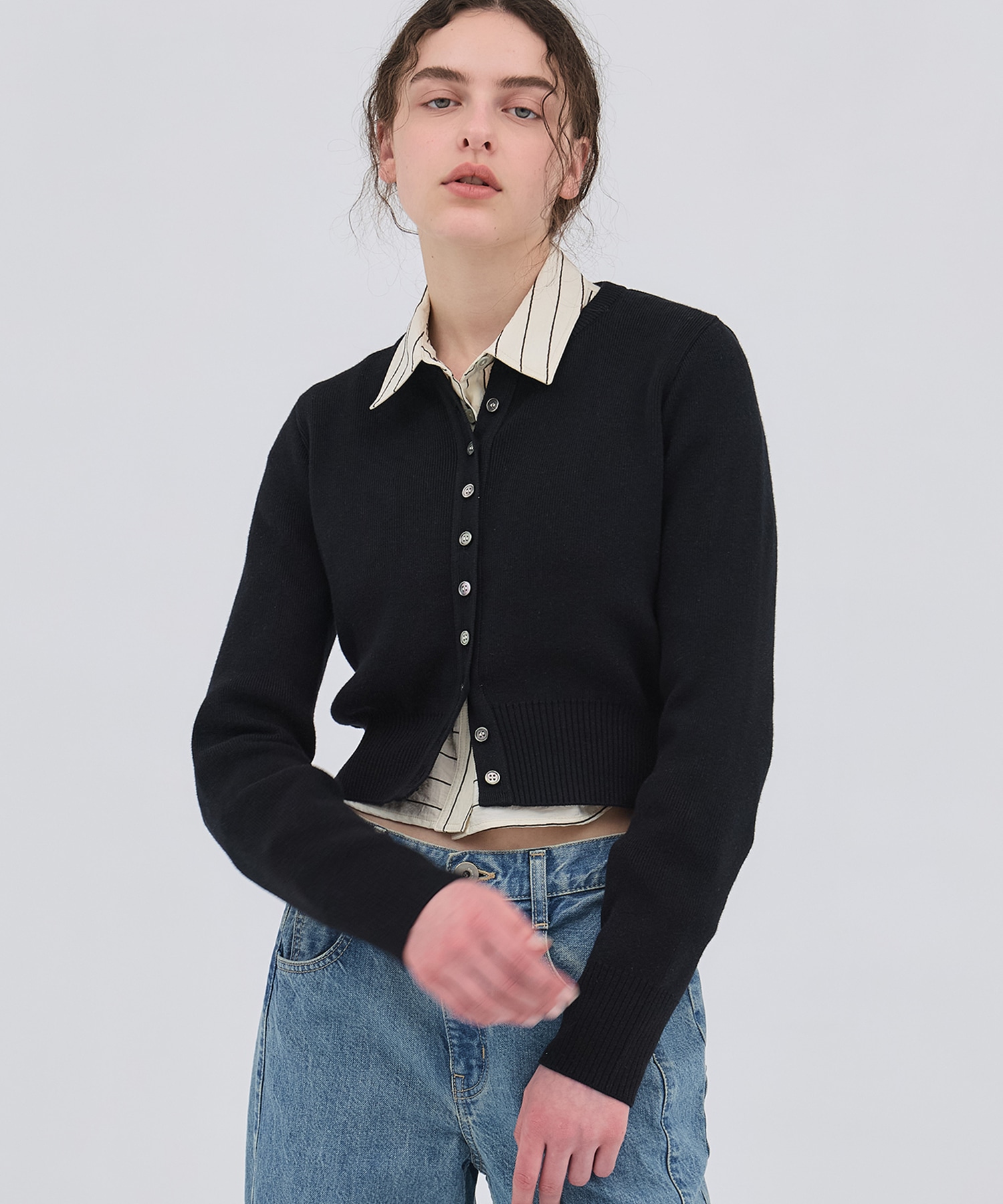 コットンシルククルーカーデ