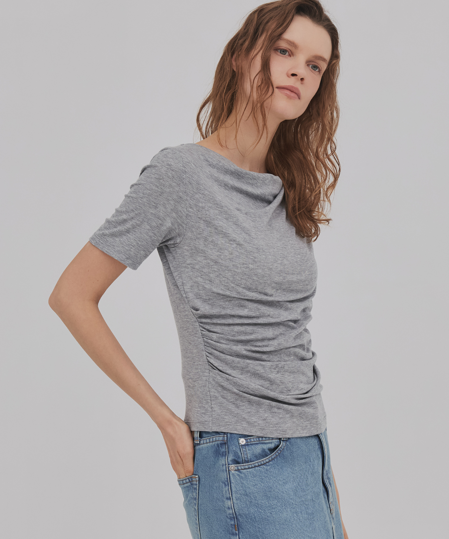 ドレープハープスリーブトップ