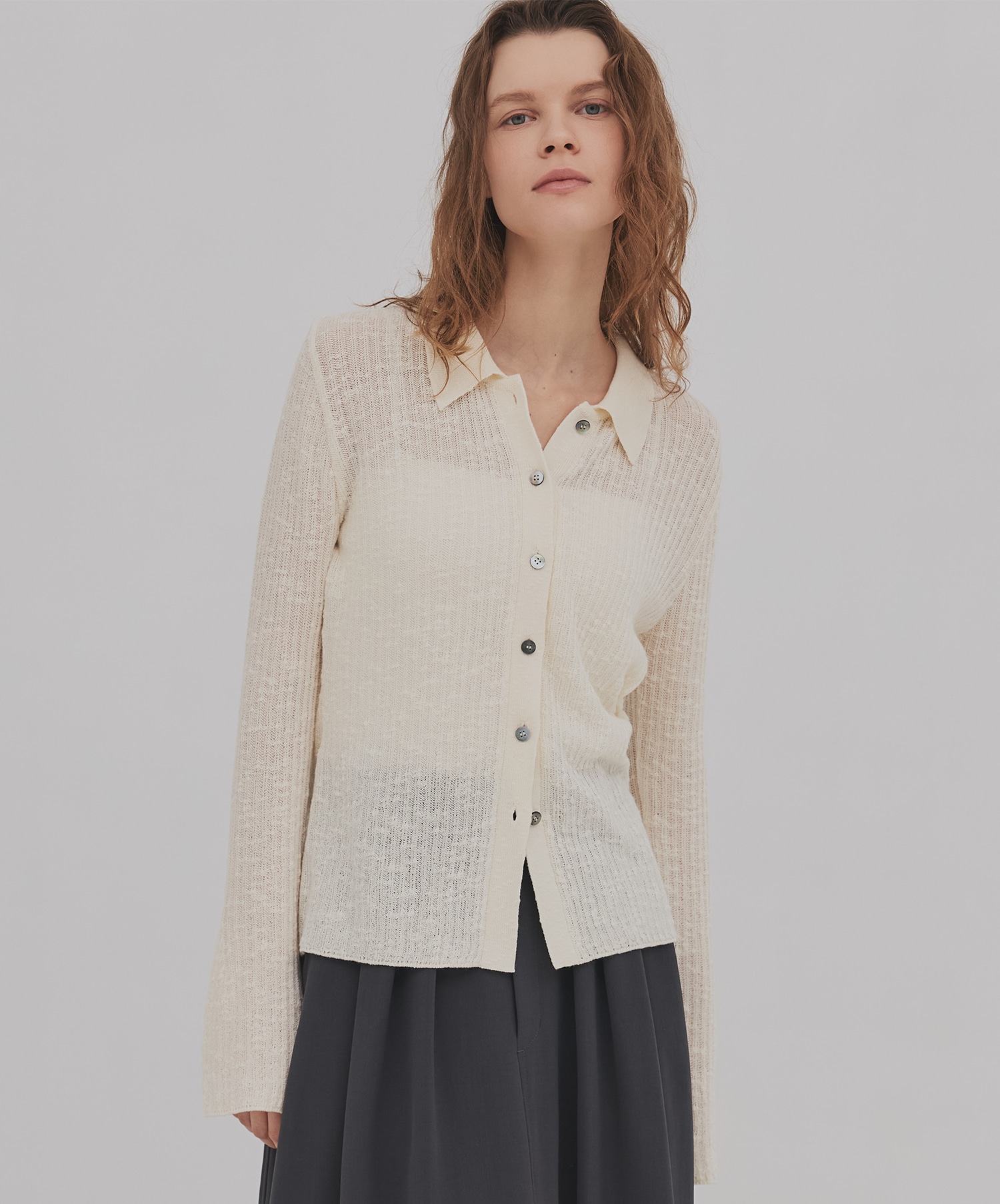 スラブニットカーディガン