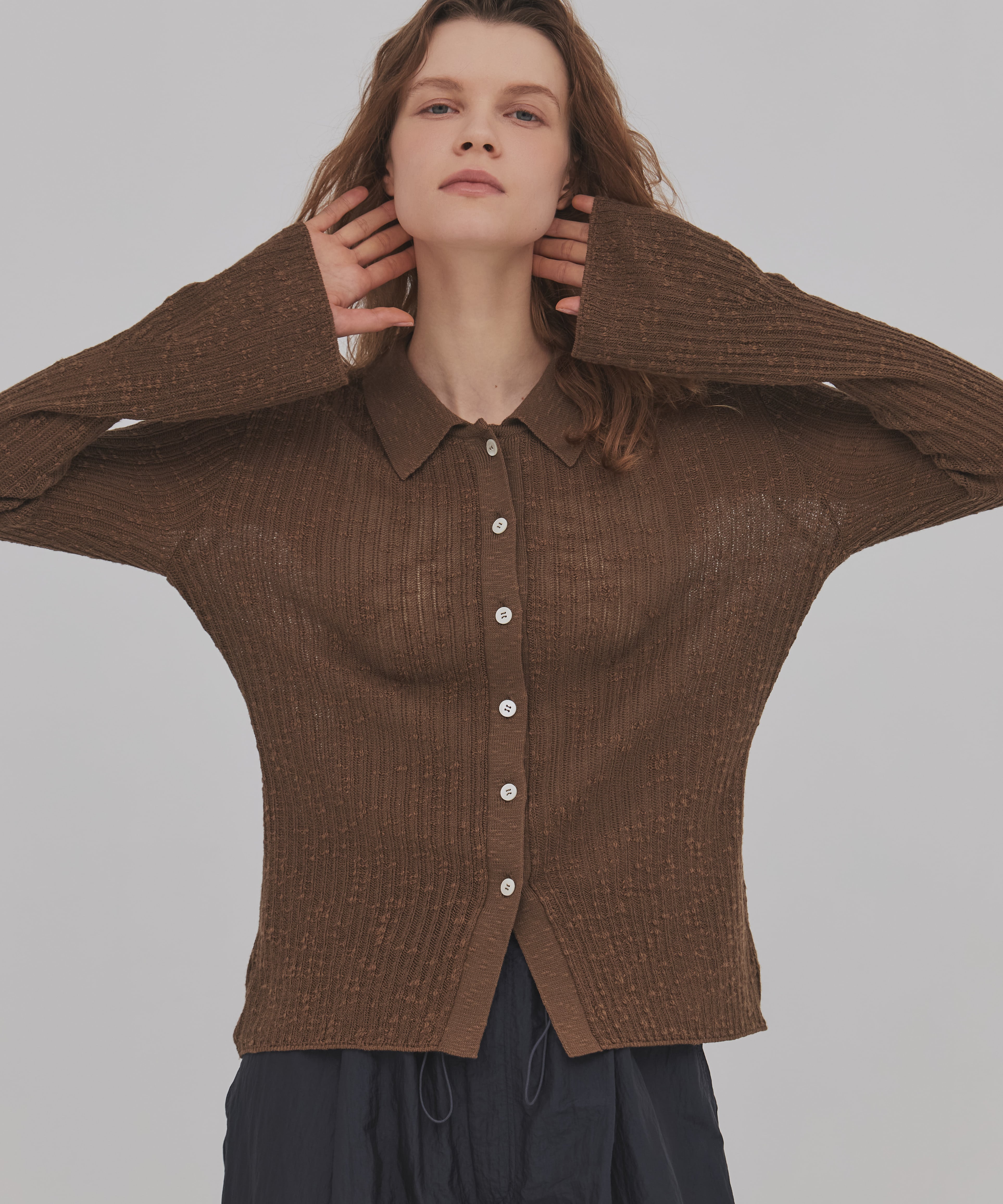 スラブニットカーディガン