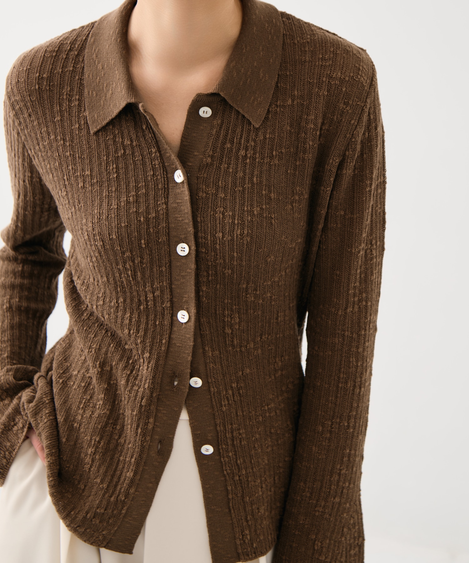 スラブニットカーディガン