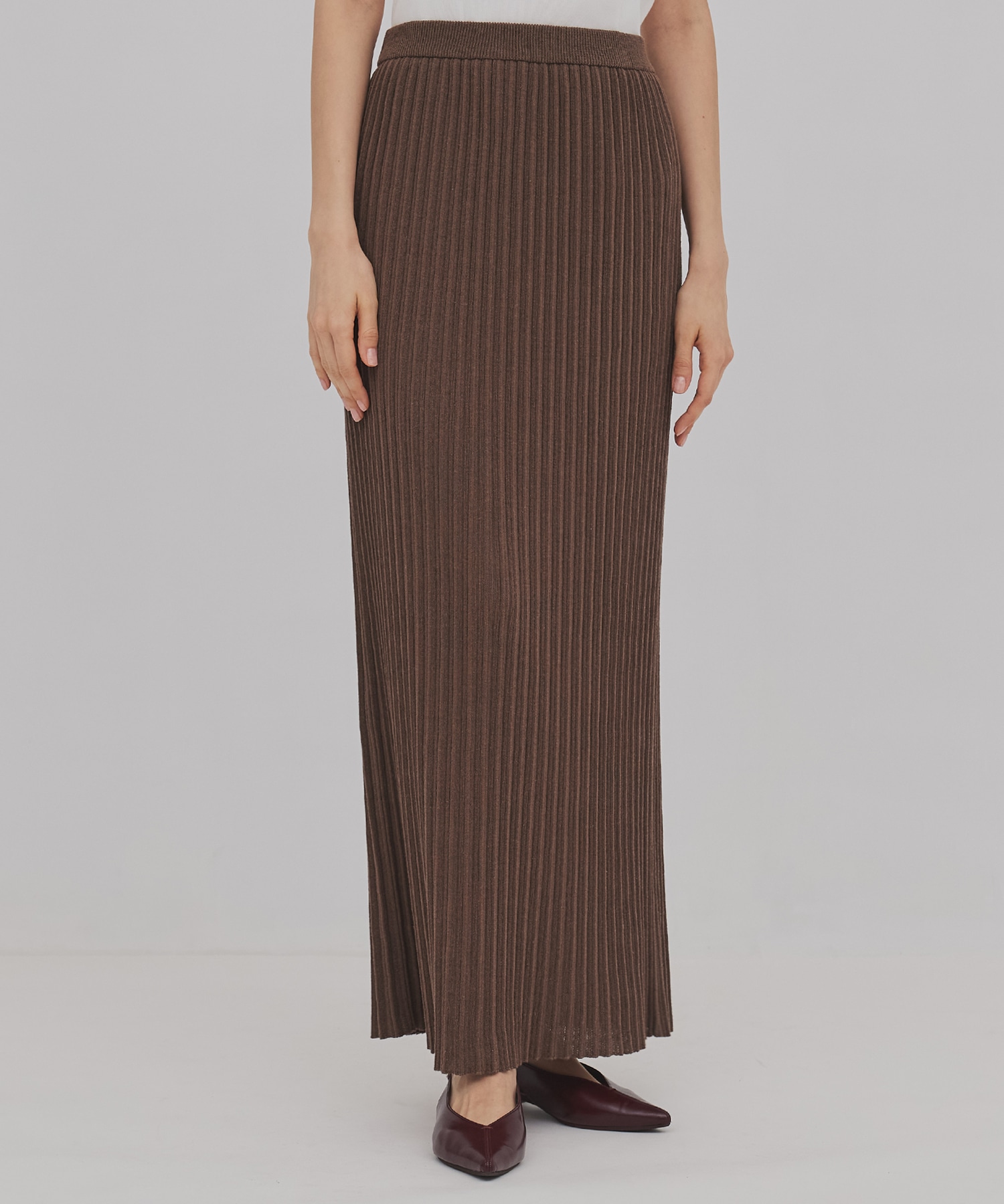 プリーツリブニットタイトスカート