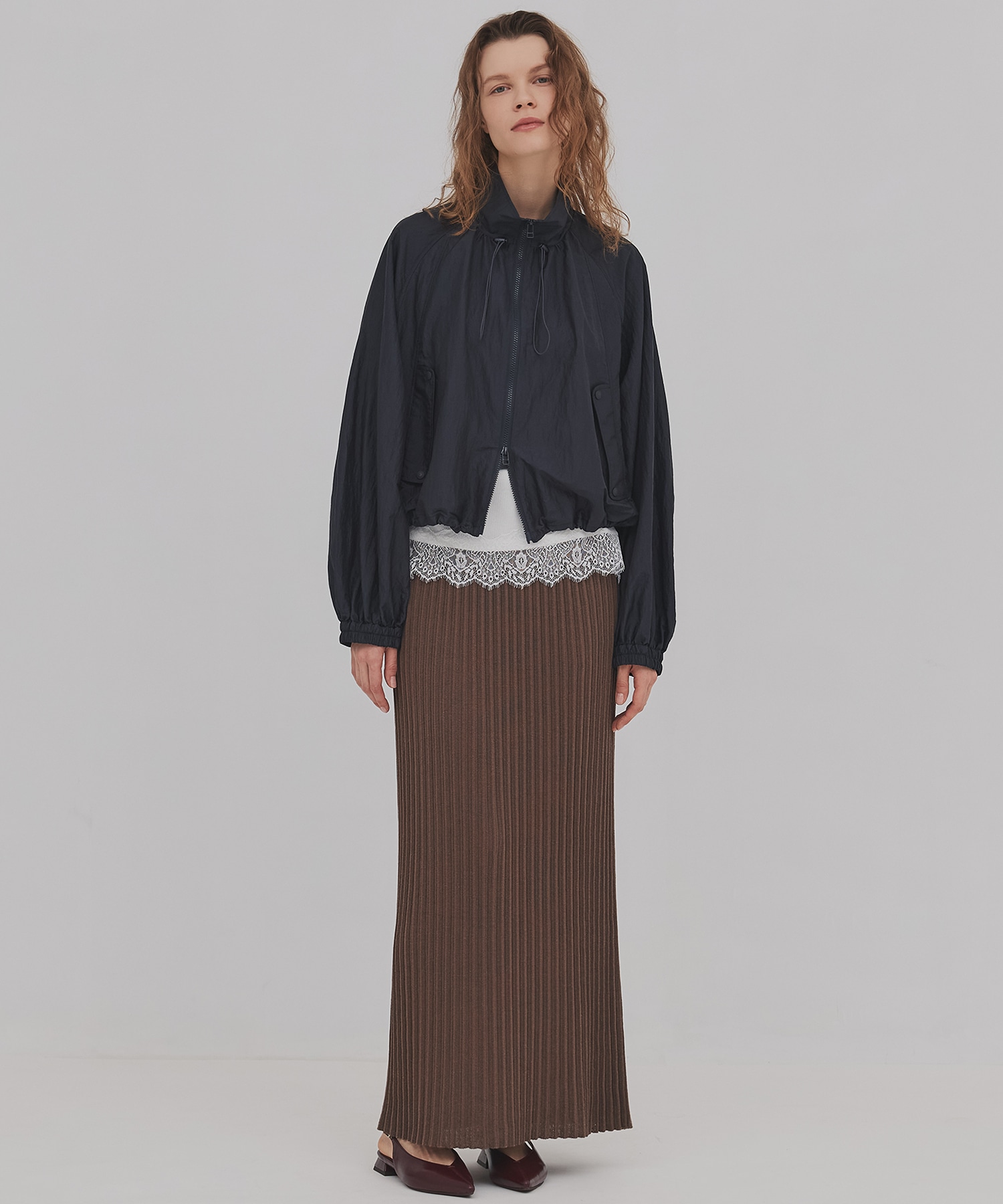 プリーツリブニットタイトスカート