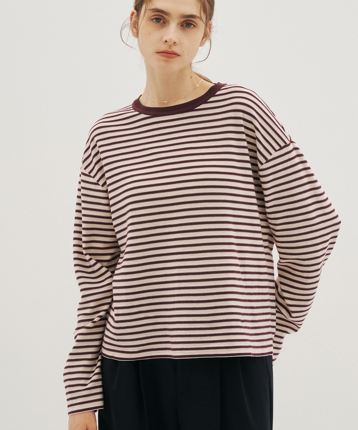 【WEB先行】ボーダークルーネックニットTEE